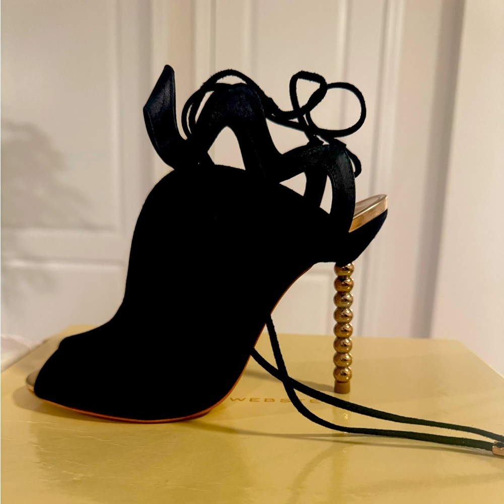Sophia Webster Mila Elegant Heels, Black, Gold, Women Size US 5.5 (EU Size 36)